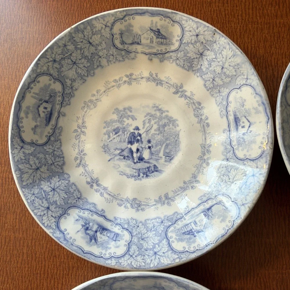4 Antique Blue J. Clementson  Transferware 